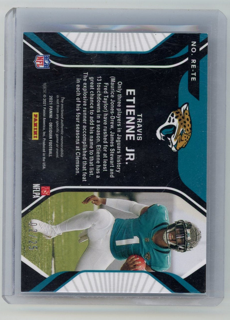 Travis Etienne Jr. 2021 Panini Obsidian Rookie Eruption relic rc 