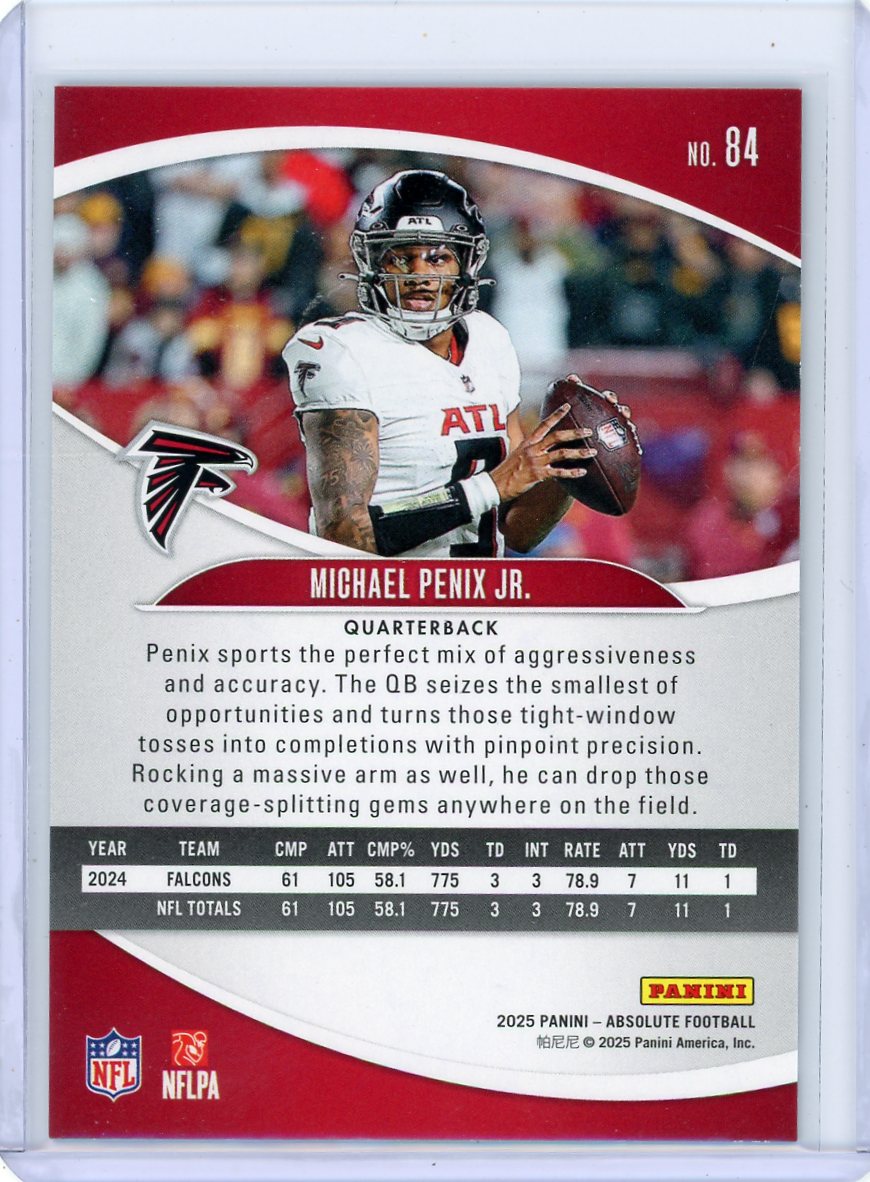 Michael Penix Jr. 2025 Panini Absolute Green Waves #'d 43/60