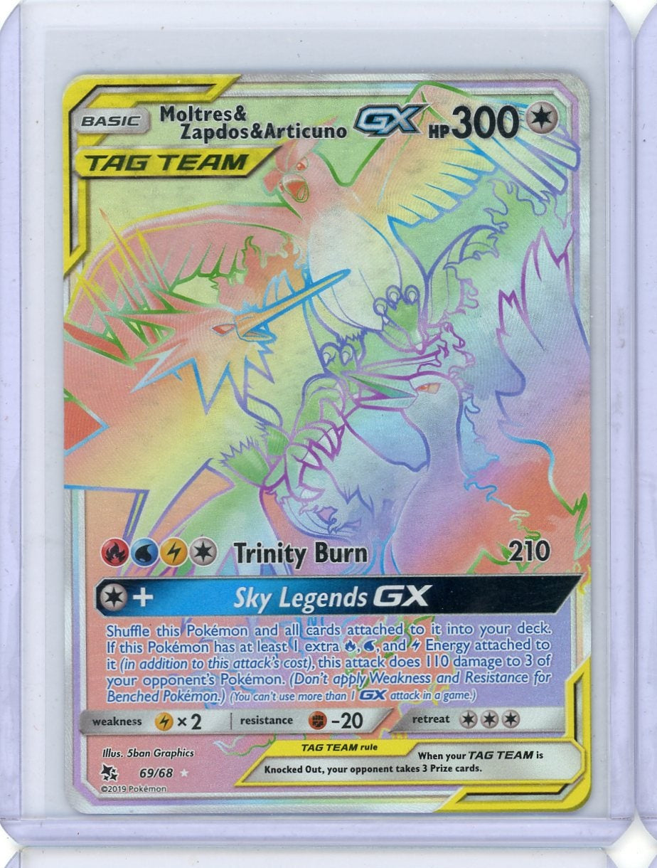 Moltres & Zapdos & Articuno GX Pokémon Hidden Fates Secret Rare #69/68