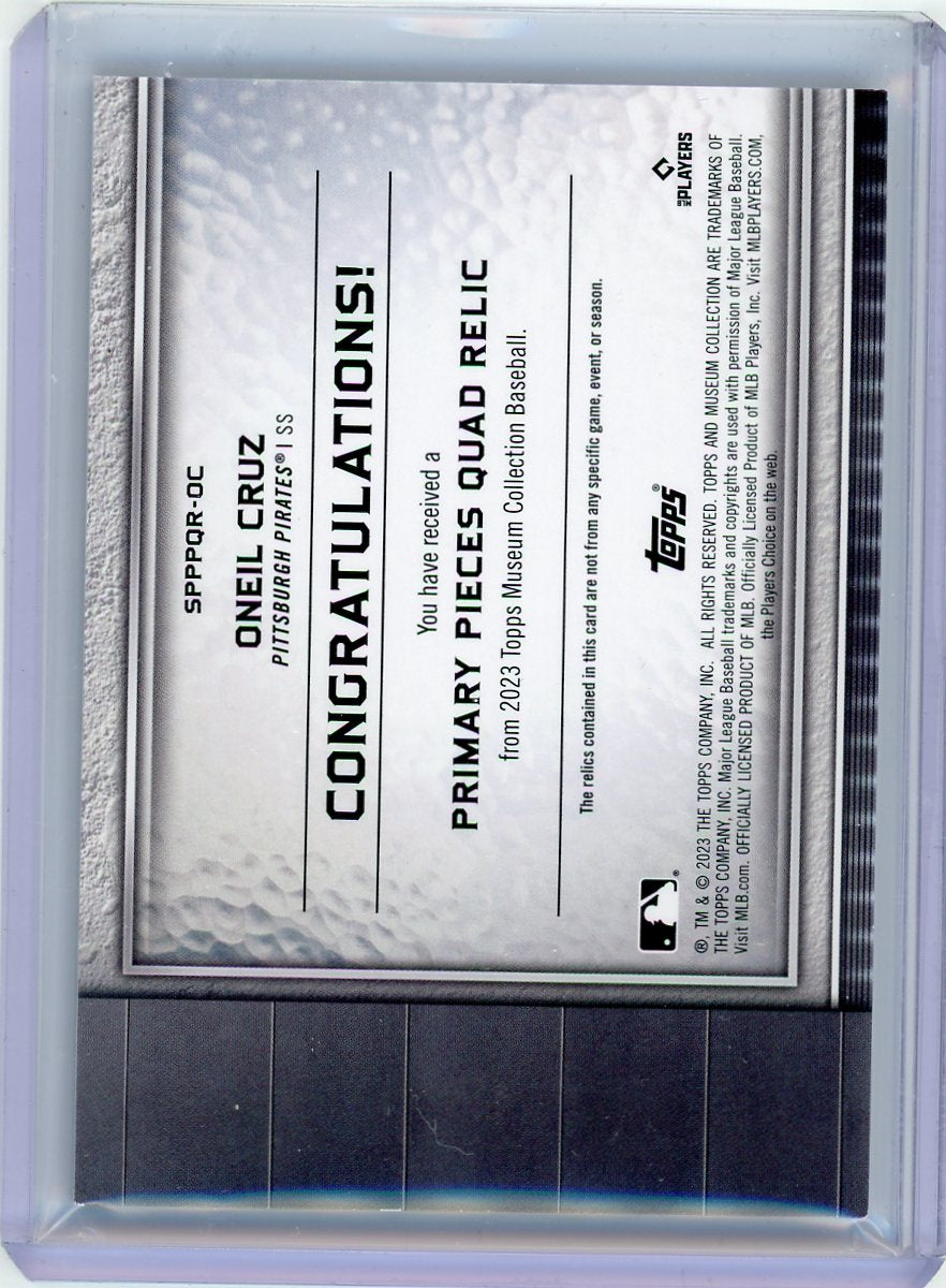O'Neil Cruz 2023 Topps Museum Collection Primary Pieces Quad Relics 06/15