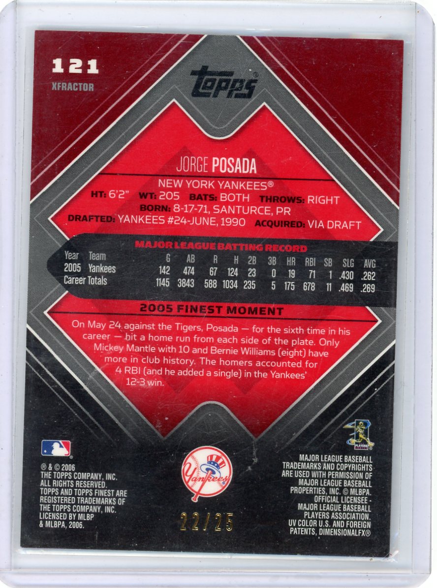 Jorge Posada 2006 Topps Finest Black X-Fractor #'d 22/25