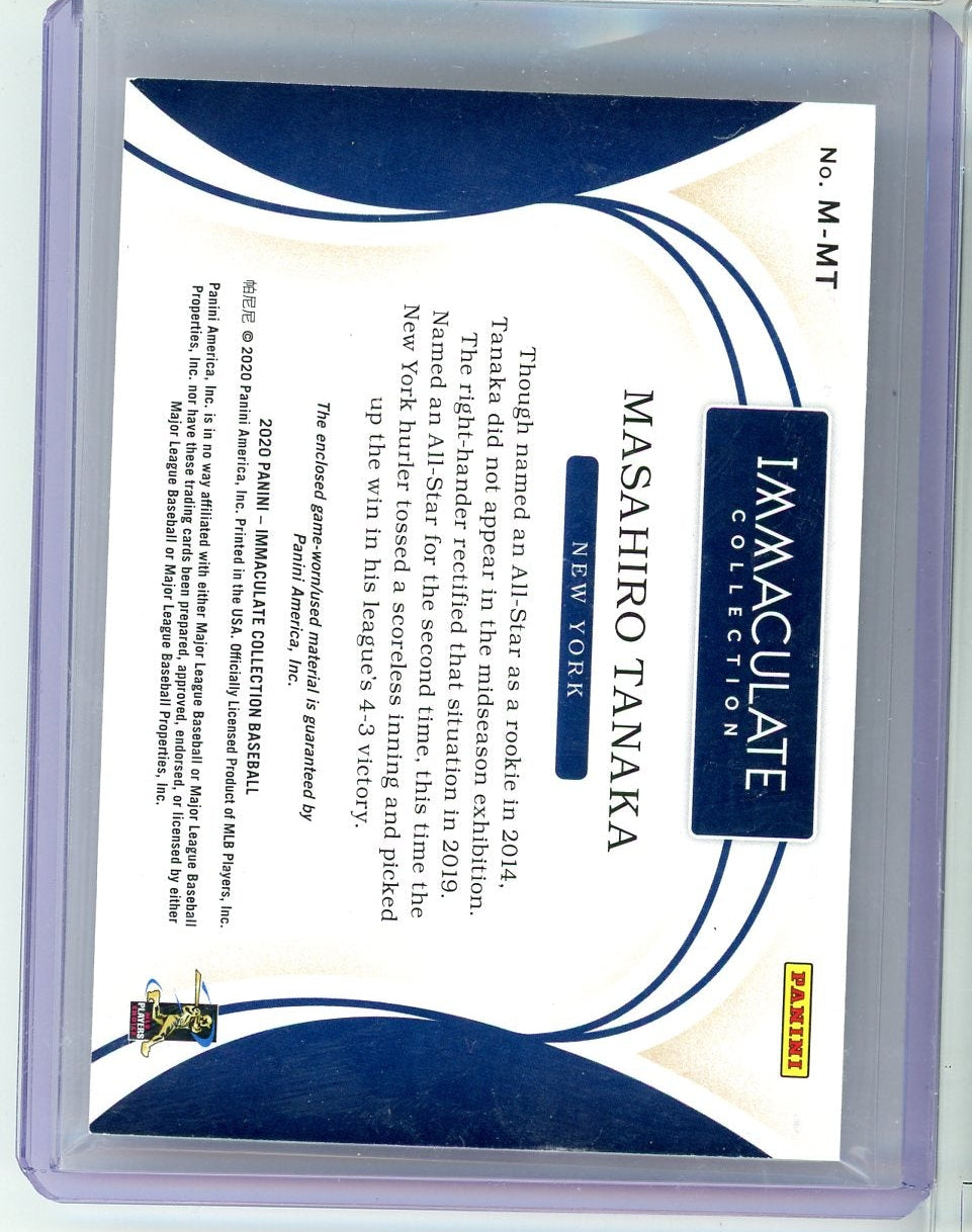 Masahiro Tanaka 2020 Panini Immaculate Collection Relic #'d 30/49