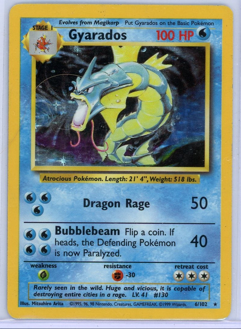 Gyarados 1999 Pokemon Base Set holo #6/102 HP