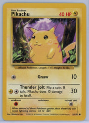 Pikachu 1999 Pokemon Base Set non-holo #58/102 MP/LP