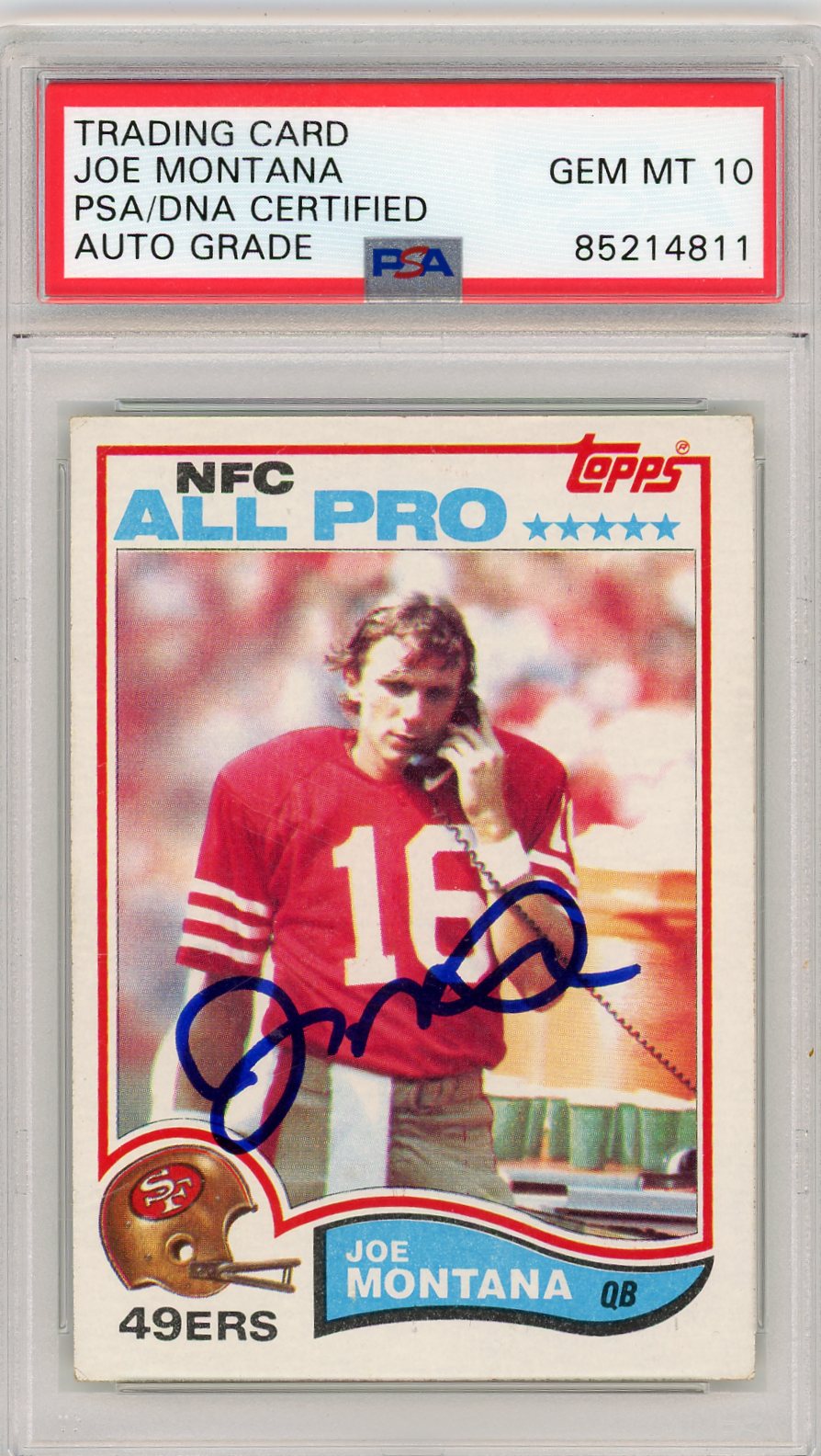 Joe Montana 1982 Topps NFC All Pro Autographed PSA Auto Grade 10