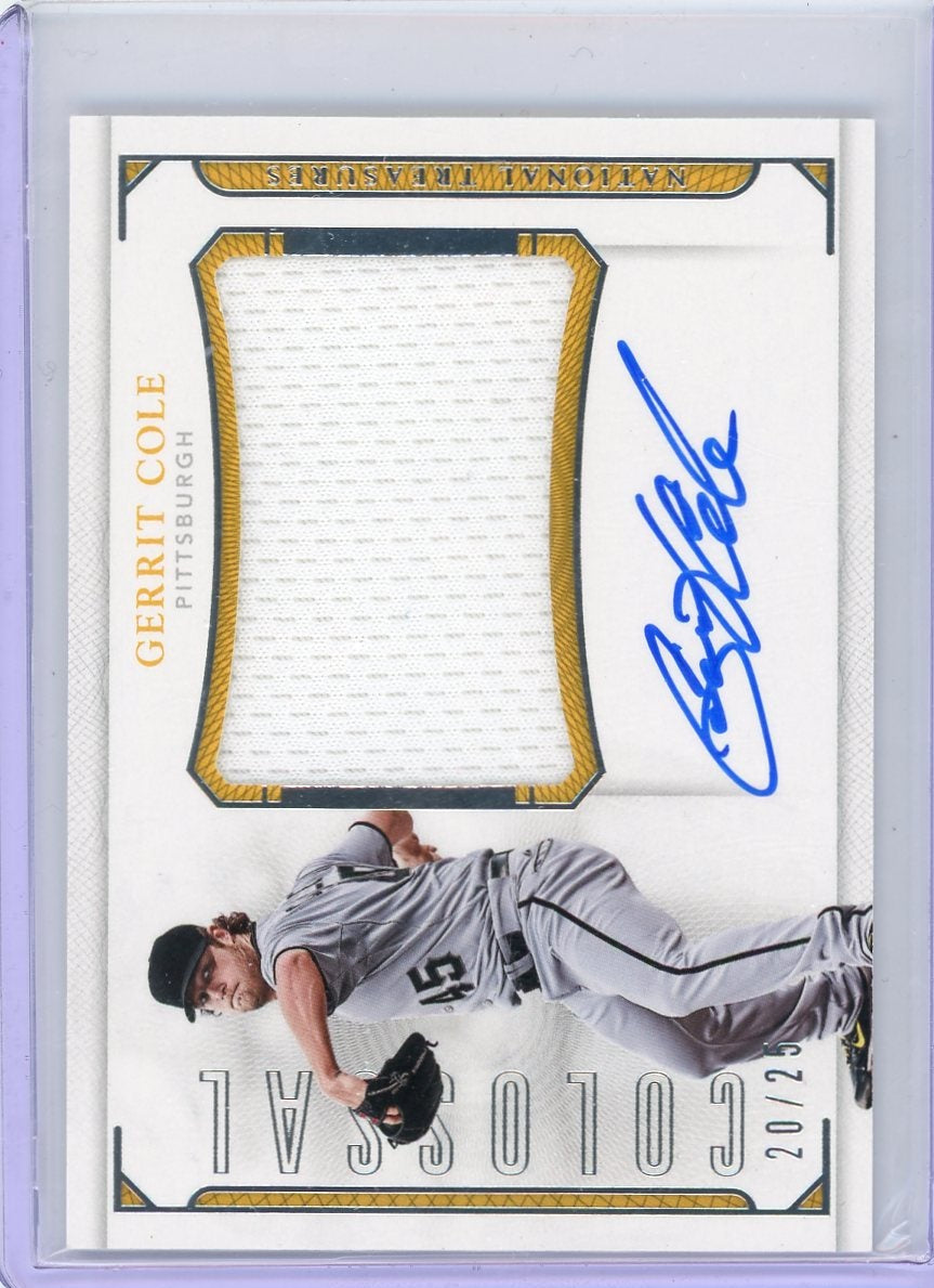 Gerrit Cole 2016 Panini National Treasures Colossal Patch Autograph #'d 20/25