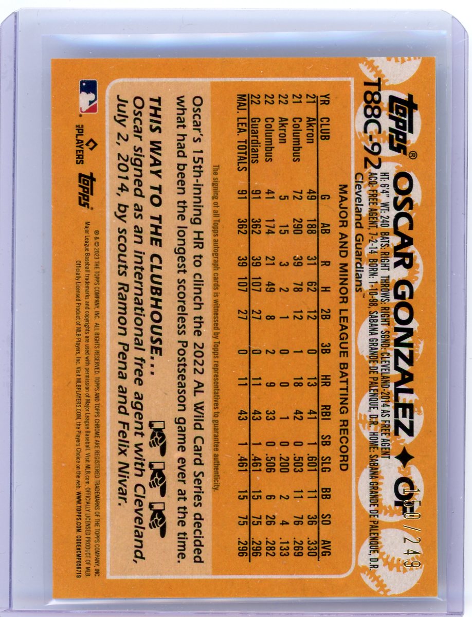 Oscar Gonzalez 2023 Topps Chrome 35th Anniversary mojo autograph rookie card #'d 150/249