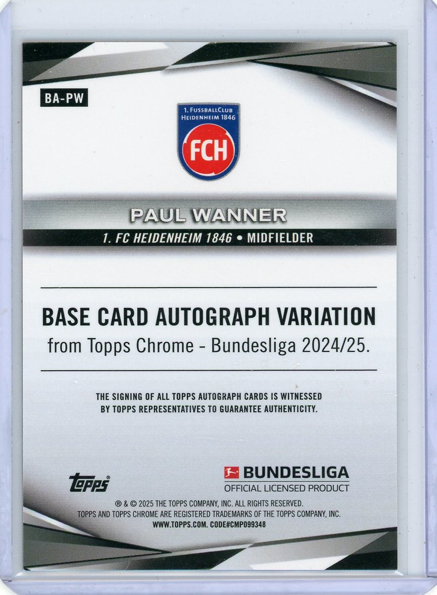 Paul Wanner 2024-25 Topps Chrome Bundesliga Auto Orange Refractor #'d 14/25