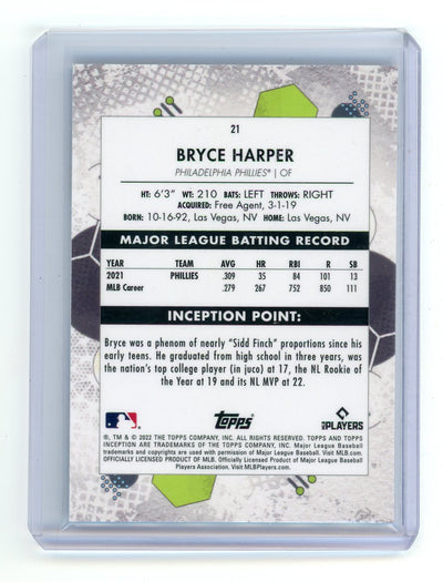 Bryce Harper 2022 Topps Inception blue #'d 10/25