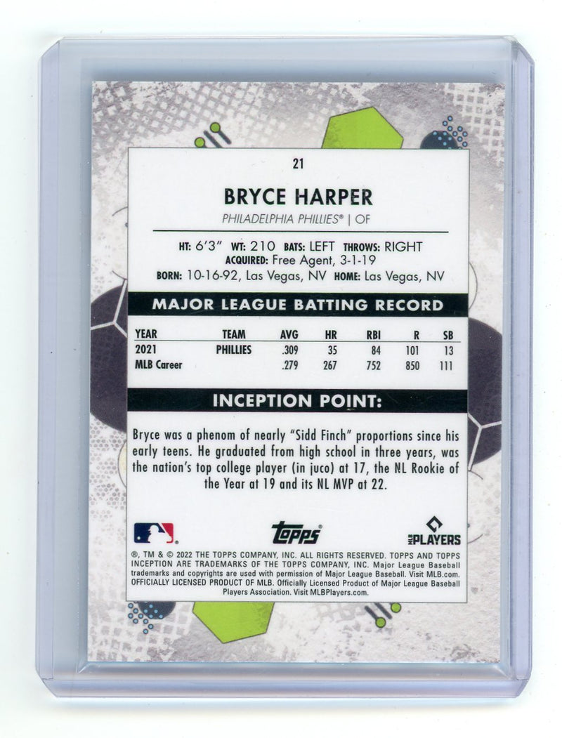 Bryce Harper 2022 Topps Inception blue 