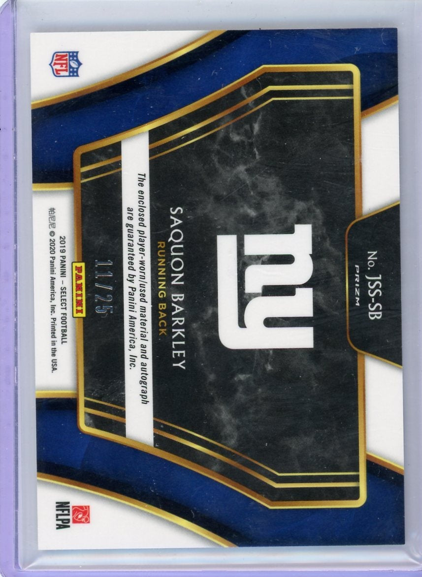 Saquon Barkley 2019 Panini Select Patch Autograph Silver #'d 11/25