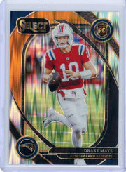Drake Maye 2024 Panini Select Club Level Black & Orange Shock Prizm RC
