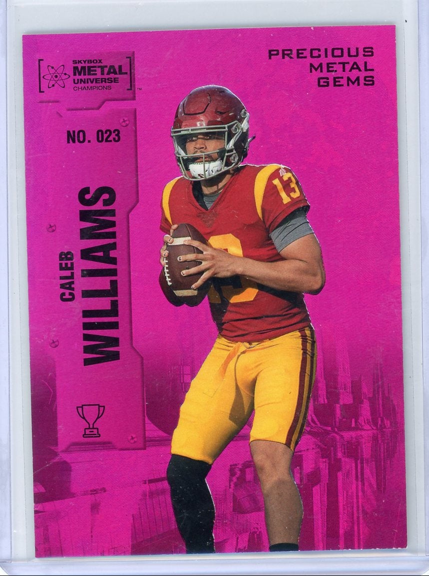 Caleb Williams 2022 Skybox Metal Universe Champions Precious Metal Gems Pink #'d 08/75