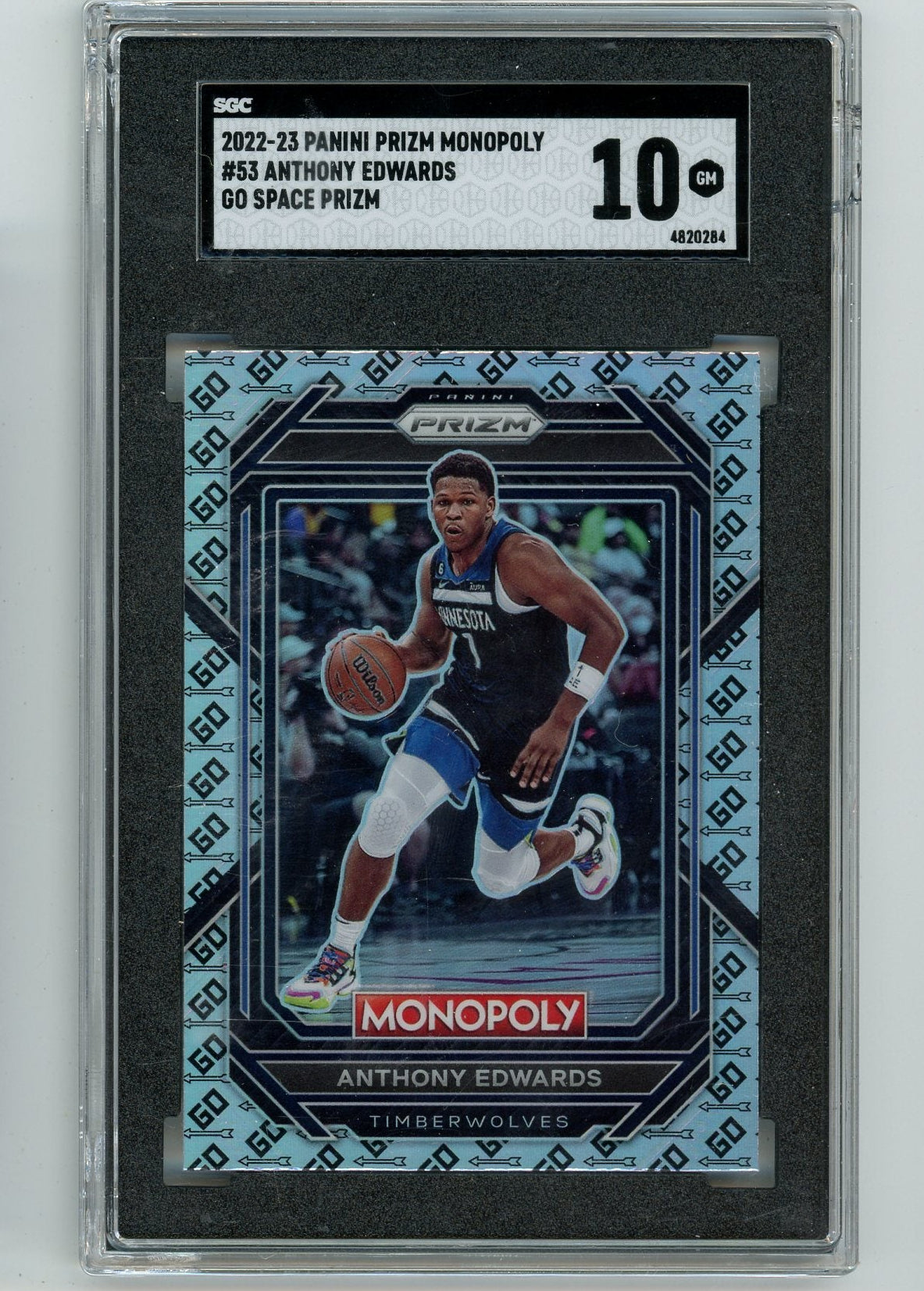 Anthony Edwards 2022-23 Panini Prizm Monopoly Go Space Prizm SGC 10