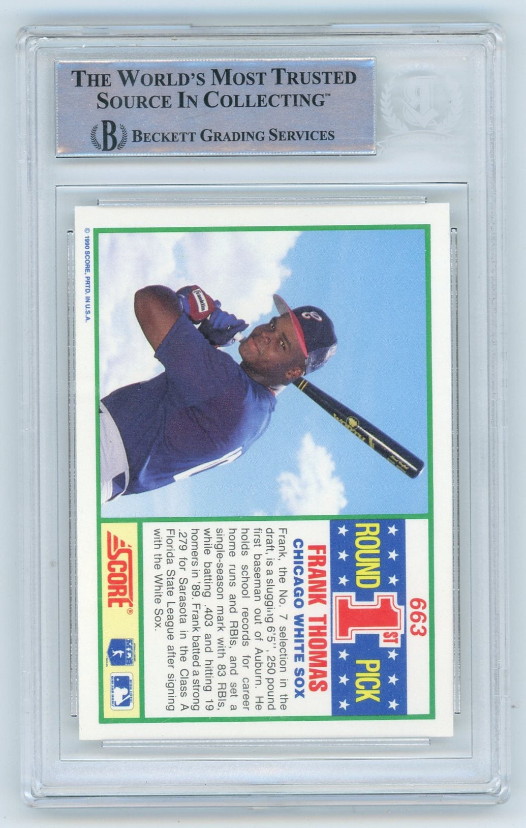 Frank Thomas 1990 Score Rookie Card IP Auto BGS Authentic