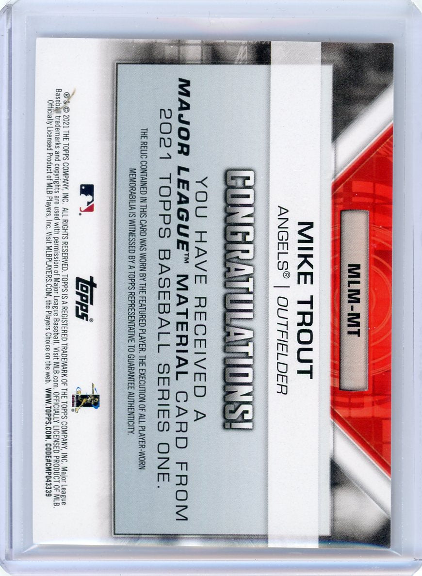 Mike Trout 2021 Topps Series 1 Major League Material jersey relic