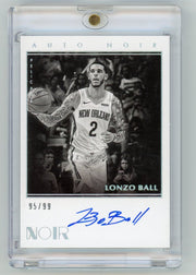 Lonzo Ball 2019-20 Panini Noir Auto Noir Black and White #'d 95/99