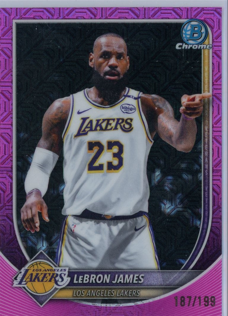 LeBron James 2025 Bowman Chrome Pink Mojo Refractor #'d 187/199