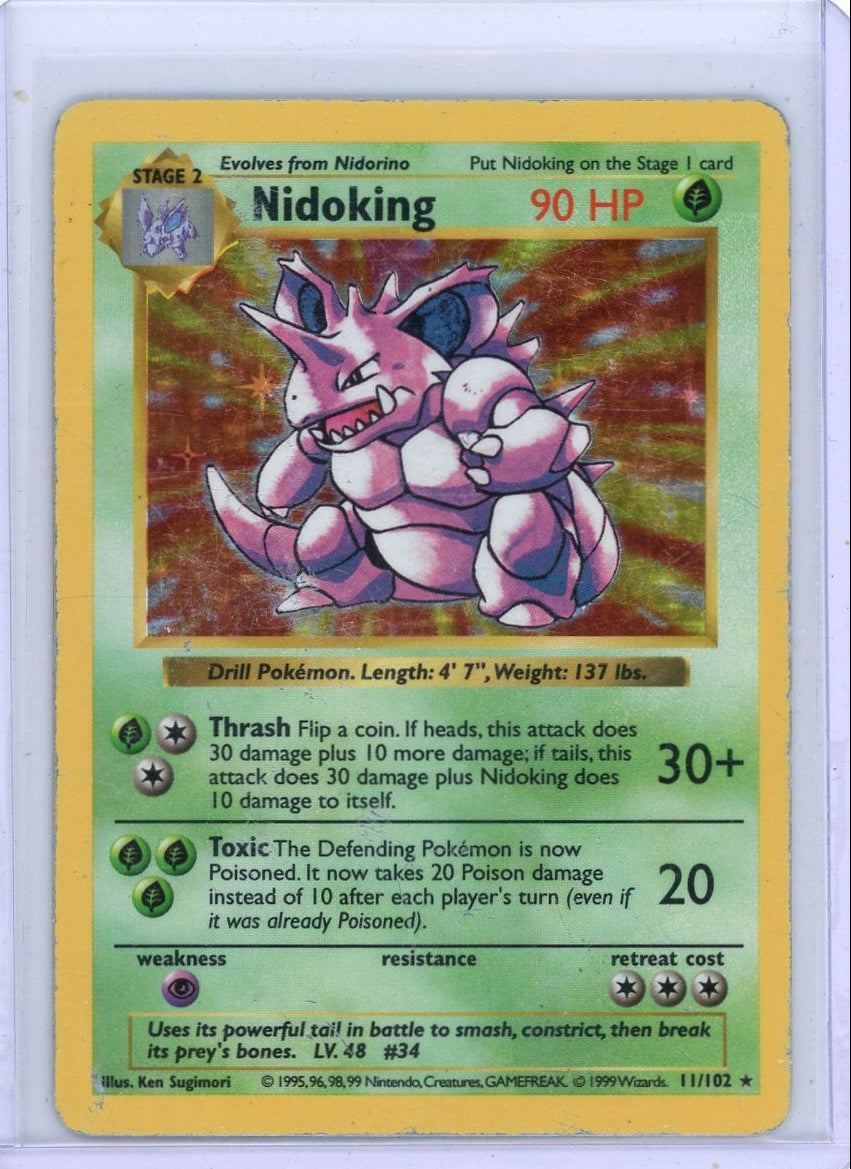 Nidoking Pokemom Base Set Shadowless holo #11/102 HP/DMG