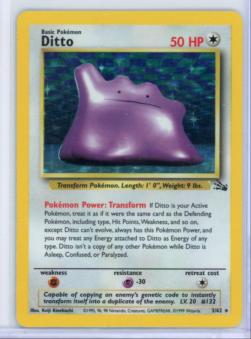 Ditto Pokémon Fossil Unlimited Holo #3/62 MP