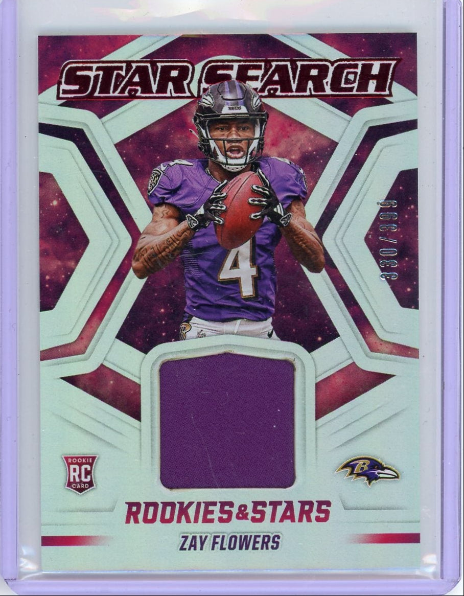 Zay Flowers 2023 Panini Rookies & Stars Star Search relic rc #'d 330/399