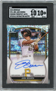 Jase Bowen 2023 Bowman Chrome Speckle Refractor Auto #'d 068/299 SGC 10 Auto 10