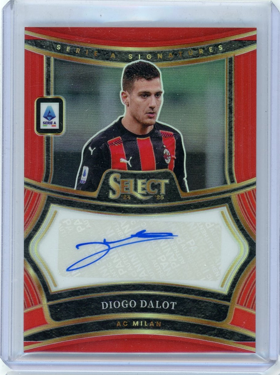 Diogo Dalot 2024-25 Panini Select Serie A Signatures Red Prizm