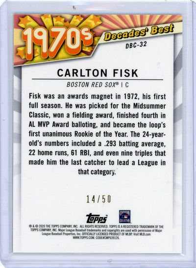 Carlton Fisk 2020 Topps 1970's Decades' Best gold ref. #'d 14/50