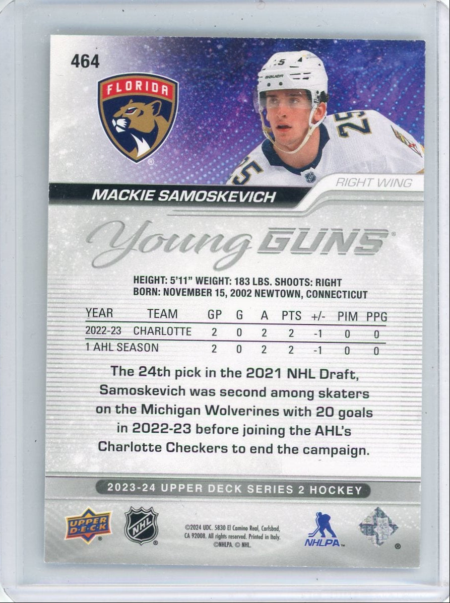 Mackie Samoskevich 2023-24 Upper Deck Young Guns #'d 027/250