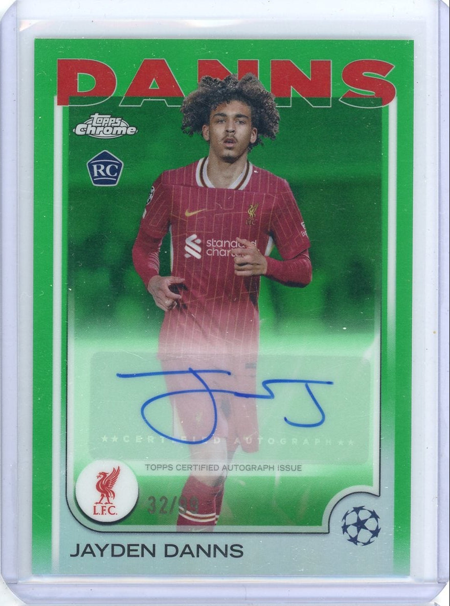 Jayden Danns 2025 Topps Chrome green refractor autograph rookie card #'d 32/99