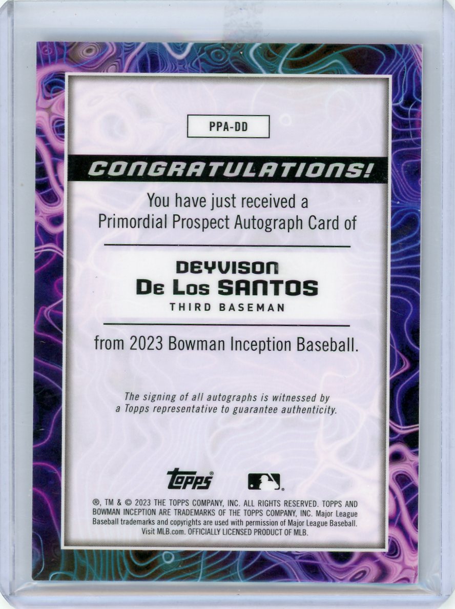 Deyvison De Los Santos 2023 Bowman Inception Autographs #'d 36/99