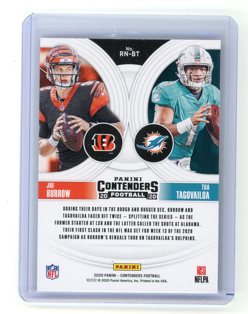 Joe Burrow / Tua Tagovailoa 2020 Panini Contenders rookie card