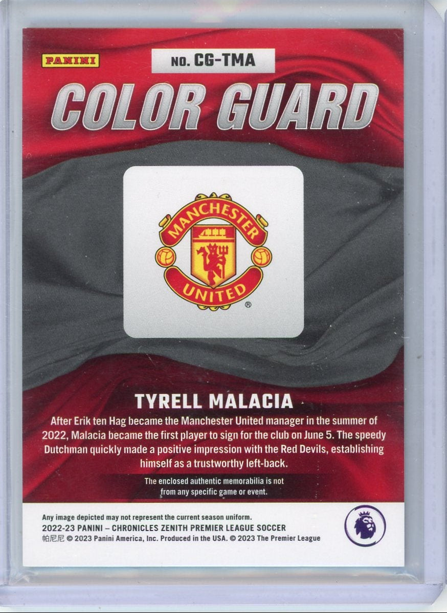 Tyrell Malacia 2022-23 Panini Chronicles Zenith Color Guard jersey relic rc #'d 89/99