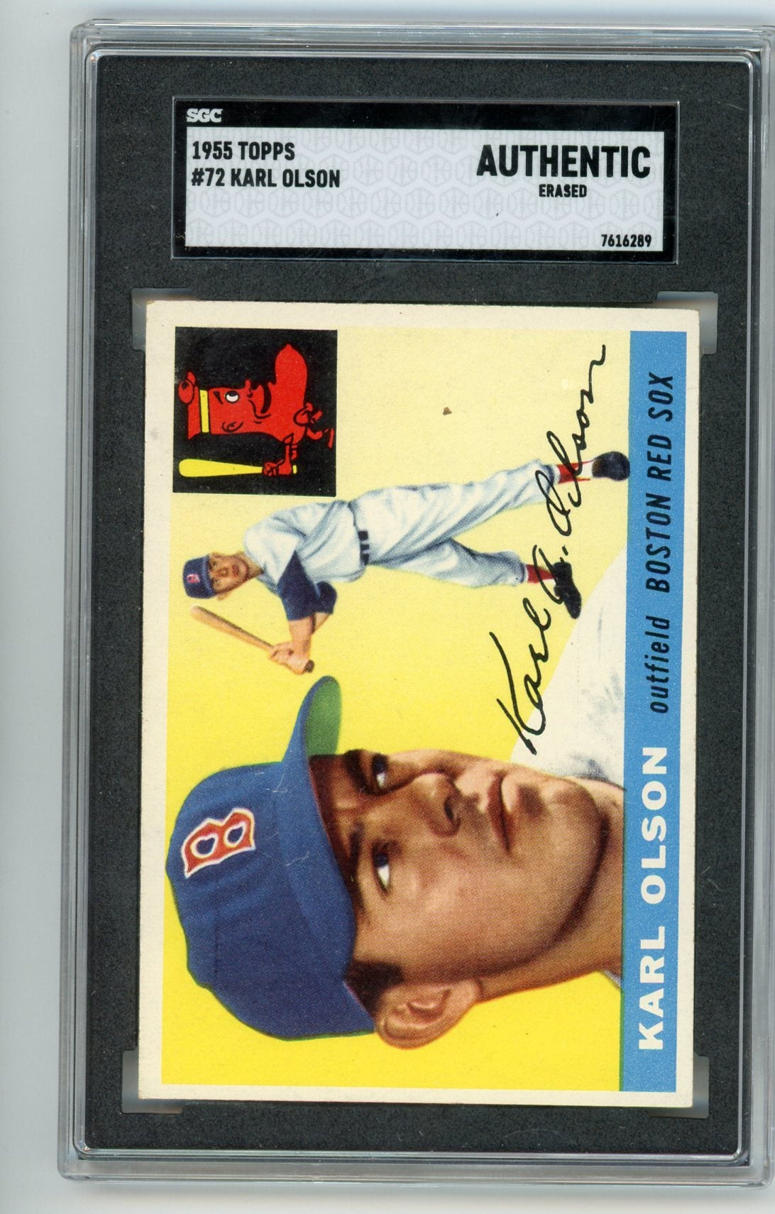 Karl Olson 1955 Topps #72 SGC Authentic (Erased)