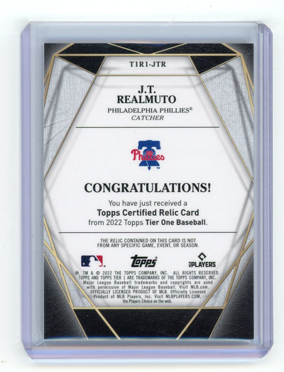 JT Realmuto 2022 Topps Tier One game-used jersey relic #'d 235/399