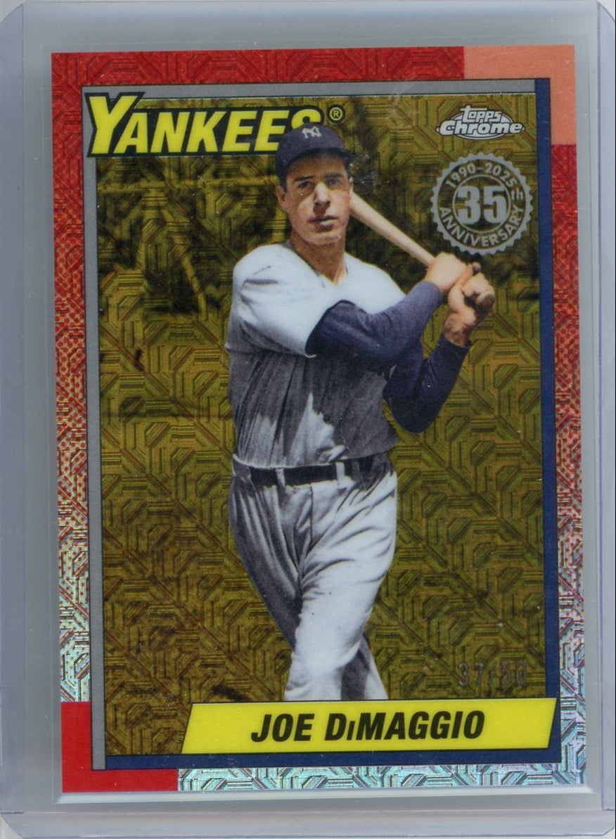 Joe DiMaggio 2025 Topps Chrome Silver Pack Gold Refractor #'d 37/50