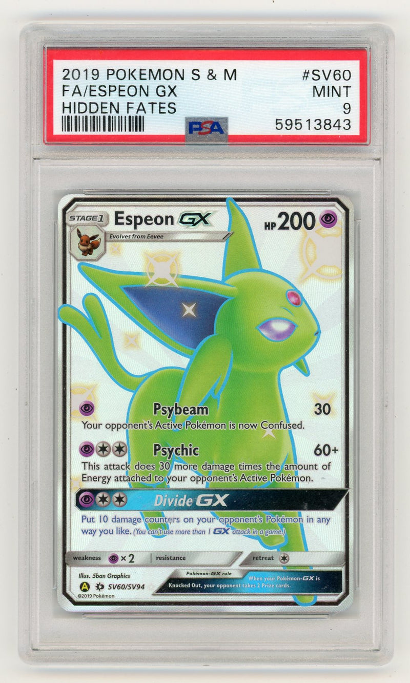 Espeon GX 2019 Pokémon Sun & Moon Hidden Fates SV60/SV94 PSA 9