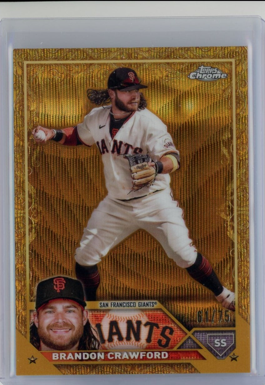 Brandon Crawford 2023 Topps Chrome Gilded wave refractor #'d 61/75