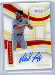 Wade Boggs 2023 Immaculate Clearly Immaculate Material Signatures Holo Gold #'d 09/10