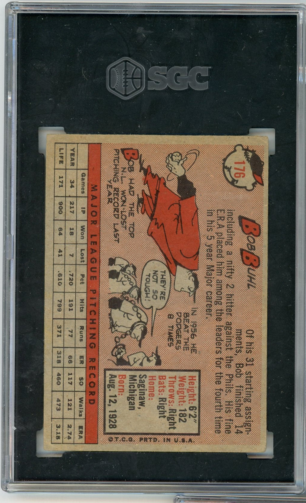Bob Buhl 1958 Topps #176 SGC 3