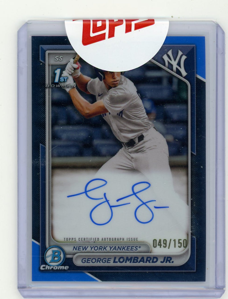 George Lombard Jr. 2024 Bowman Chrome 1st Bowman Blue Refractor Auto 