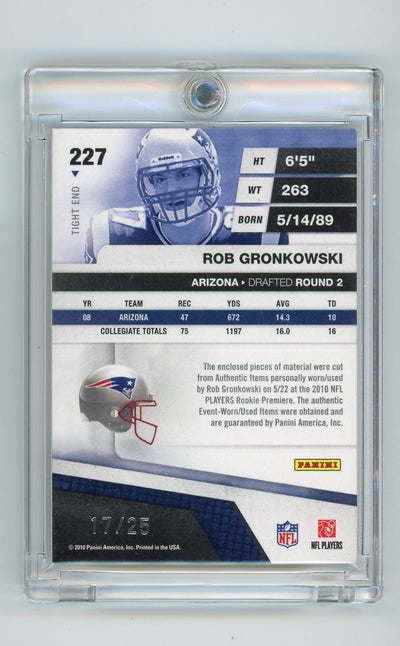 Rob Gronkowski 2010 Panini Absolute Rookie Prime Materials triple relic rookie card #'d 17/25