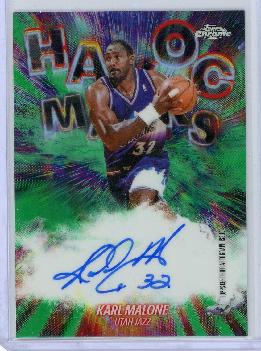 Karl Malone 2025-26 Topps Chrome Update Havoc Marks green ref. autograph #'d 15/99