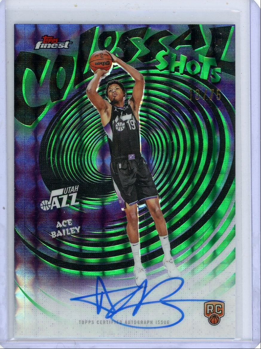 Ace Bailey 2025-26 Topps Finest Colossal Shots purple geometric autograph RC #'d 19/75