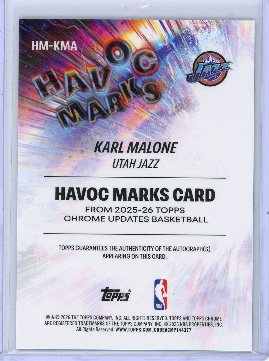 Karl Malone 2025-26 Topps Chrome Update Havoc Marks green ref. autograph #'d 15/99