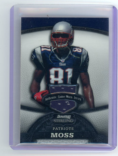 Randy Moss 2008 Bowman Sterling Authentic Game-Worn jersey relic #'d 152/389