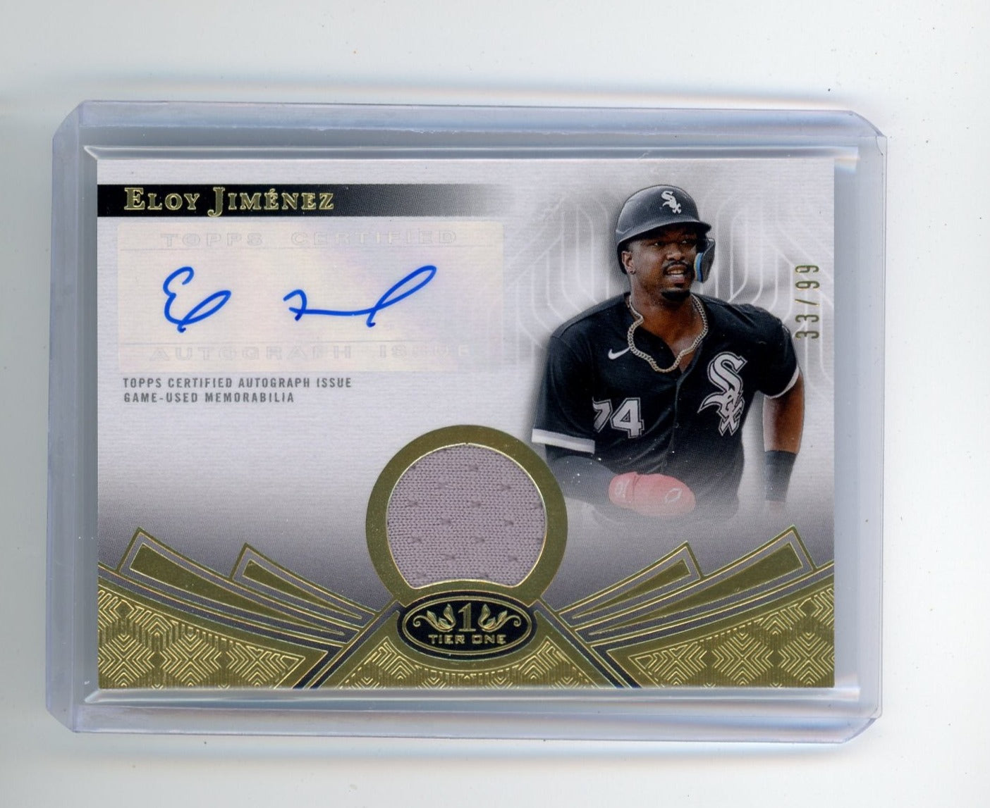 Eloy Jimenez 2023 Topps Tier 1 autograph relic #'d 33/99