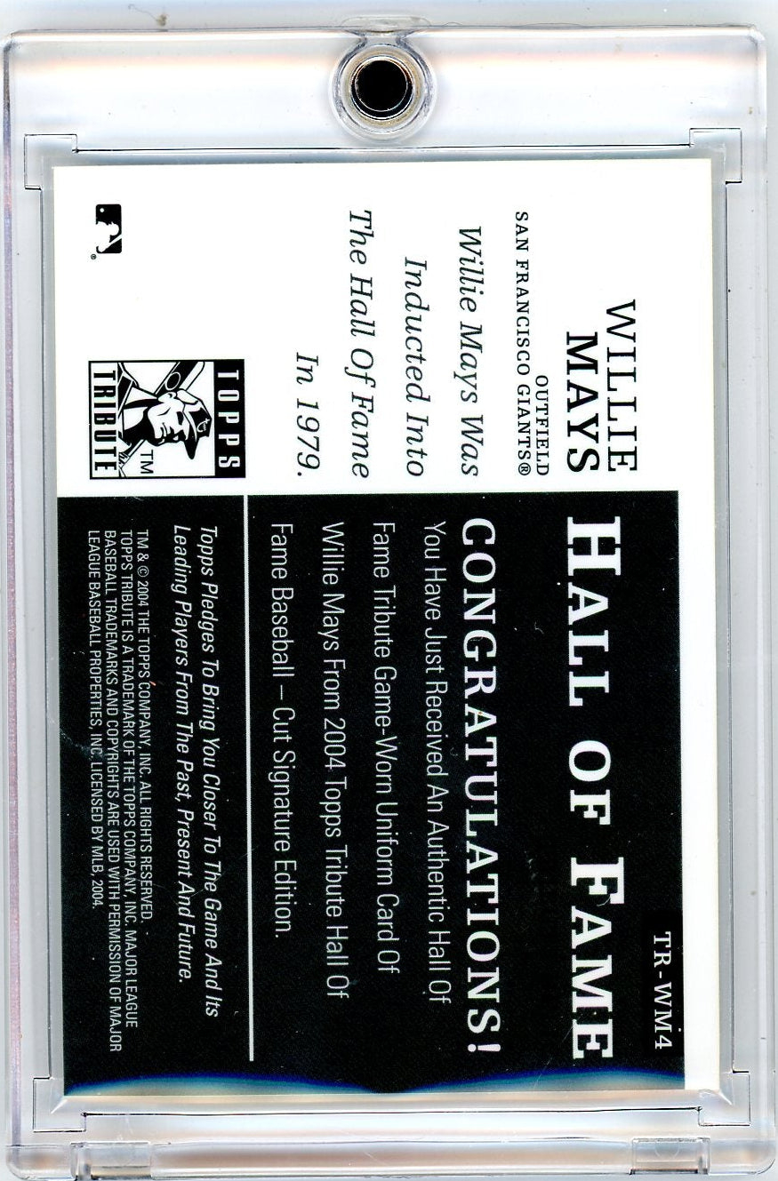 Willie Mays 2004 Topps Tribute Hall of Fame Baseball Game-Used Jersey Relic