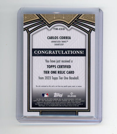 Carlos Correa 2023 Topps Tier 1 bat relic #'d 297/400