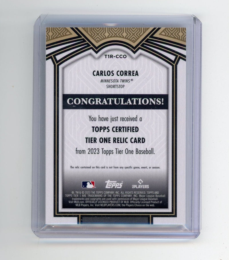 Carlos Correa 2023 Topps Tier 1 bat relic 